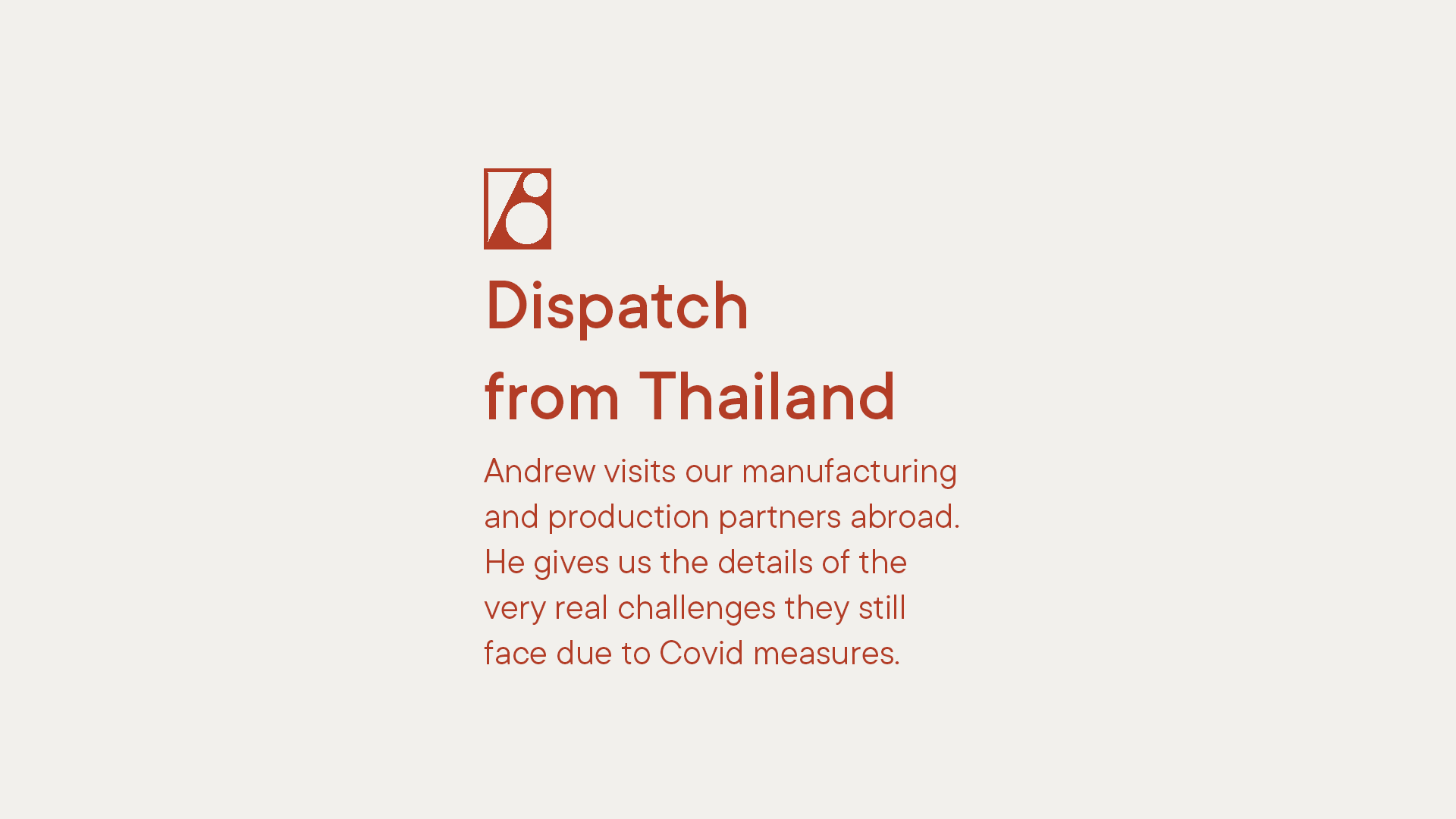 Dispatch from Thailand